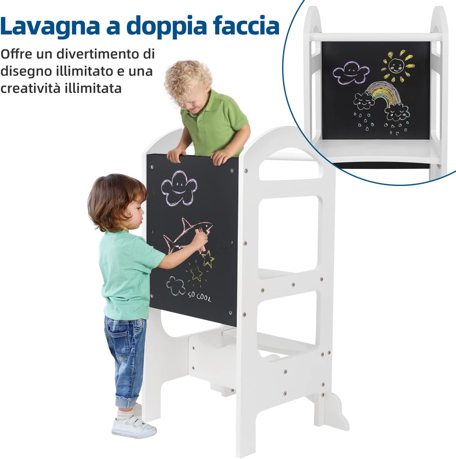 Beeloom Cloud Busyboard: Lavagna Sensoriale In Legno Montessori A Forma Di Nuvola (Blu)
