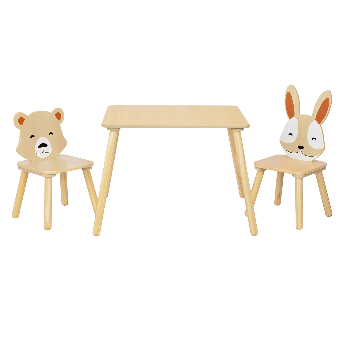 Tavolino con sedie in legno per bambini